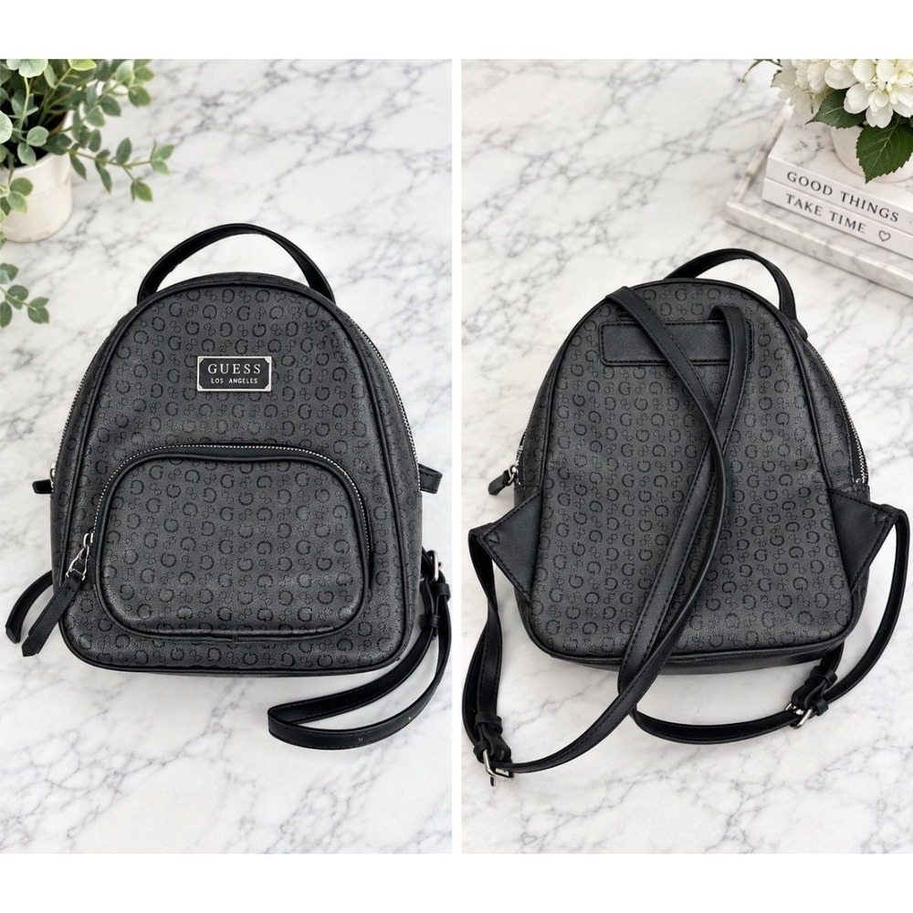 Guess Mini Backpack Womens Small Black Monogram Logo SV819730